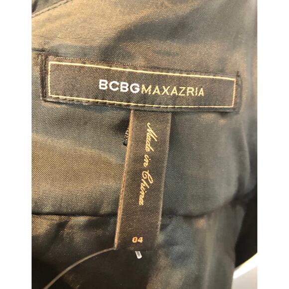 BCBG Maxazria ruched Sequence black cocktail deep V front open back dress size 4 - Picture 12 of 12